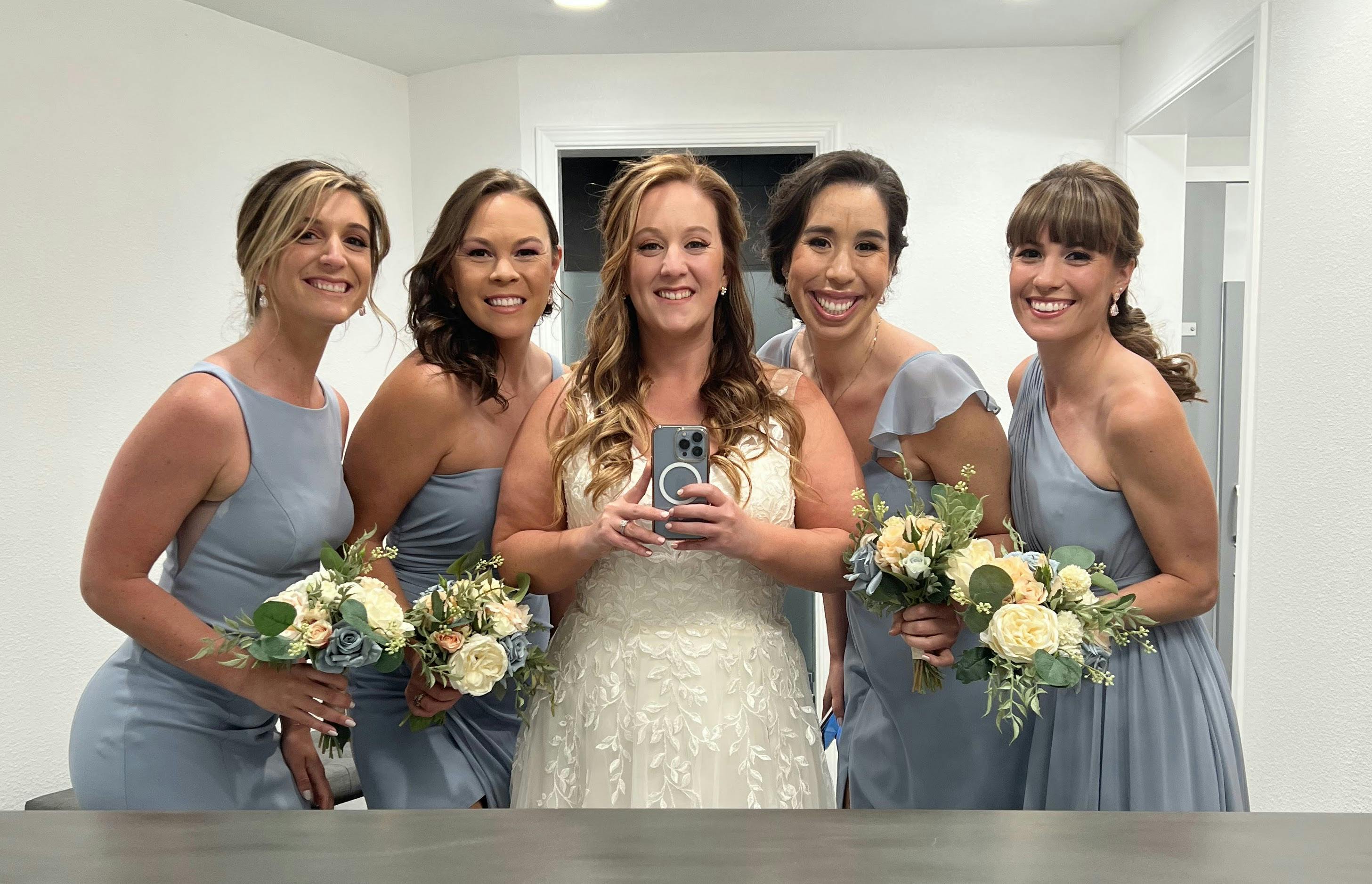Heather and the bridesmaids in their dresses